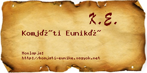 Komjáti Euniké névjegykártya